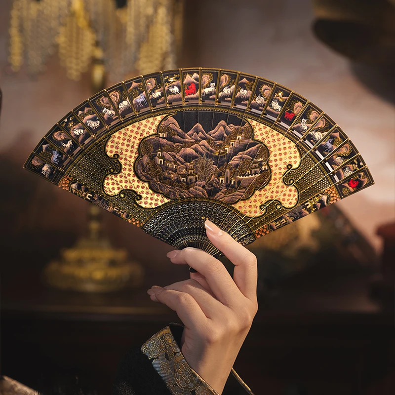 Gold-painted Landscape Folding Fan - Image 4