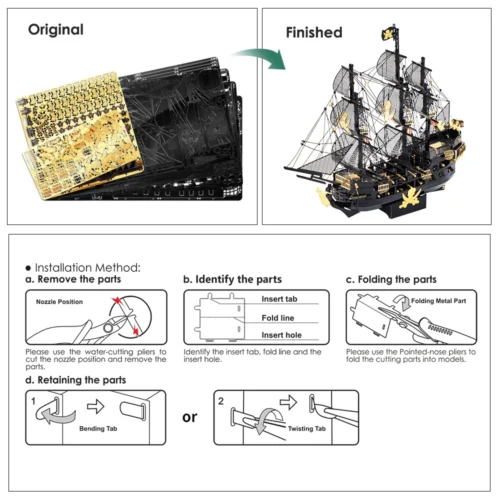 307-piece Black Pearl DIY metal puzzle assembly