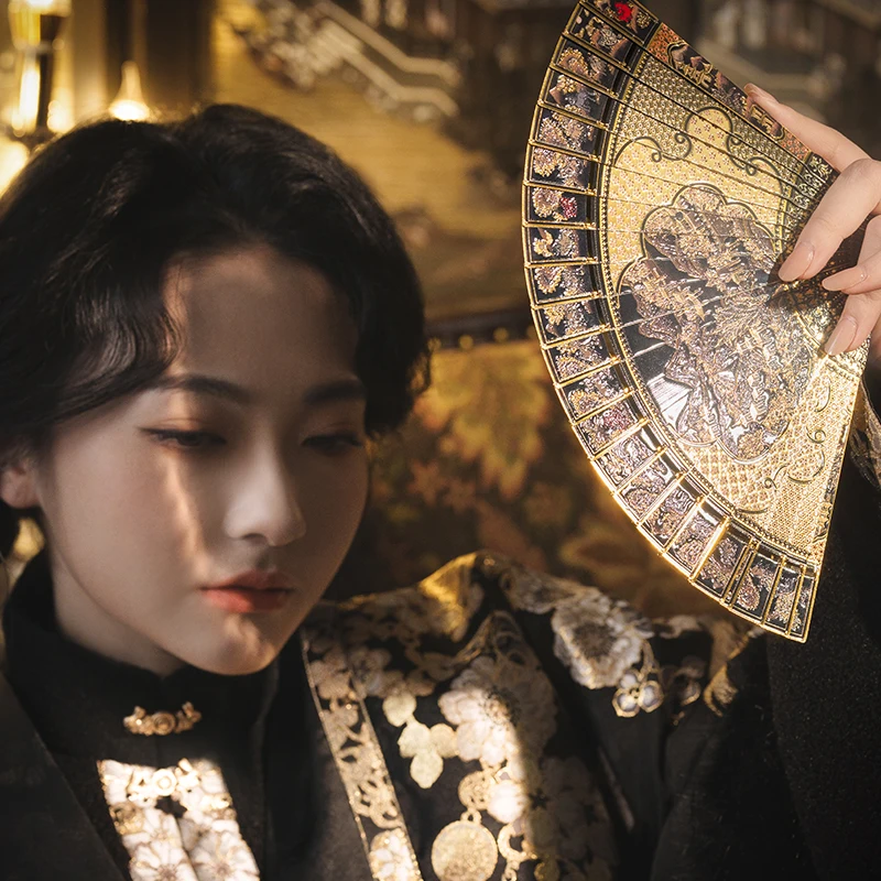 Gold-painted Landscape Folding Fan - Image 3