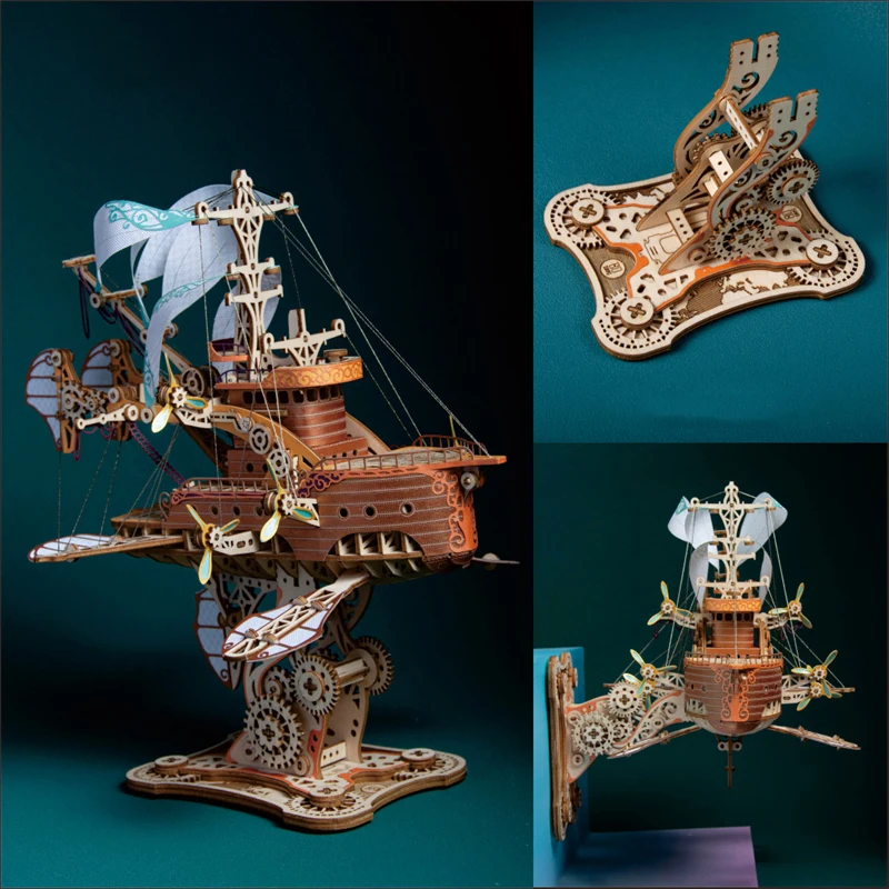 3D Wooden Spaceship Puzzle DIY Fantasy Spacecraft Model Kit