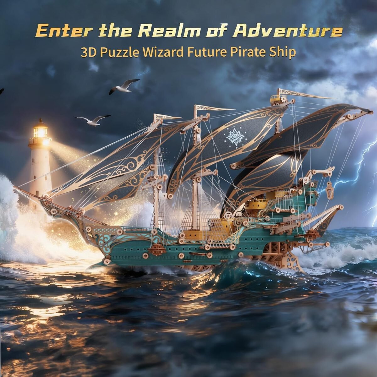 3D Wooden Pirate Ship Puzzle Steampunk Future Ship Model Kit