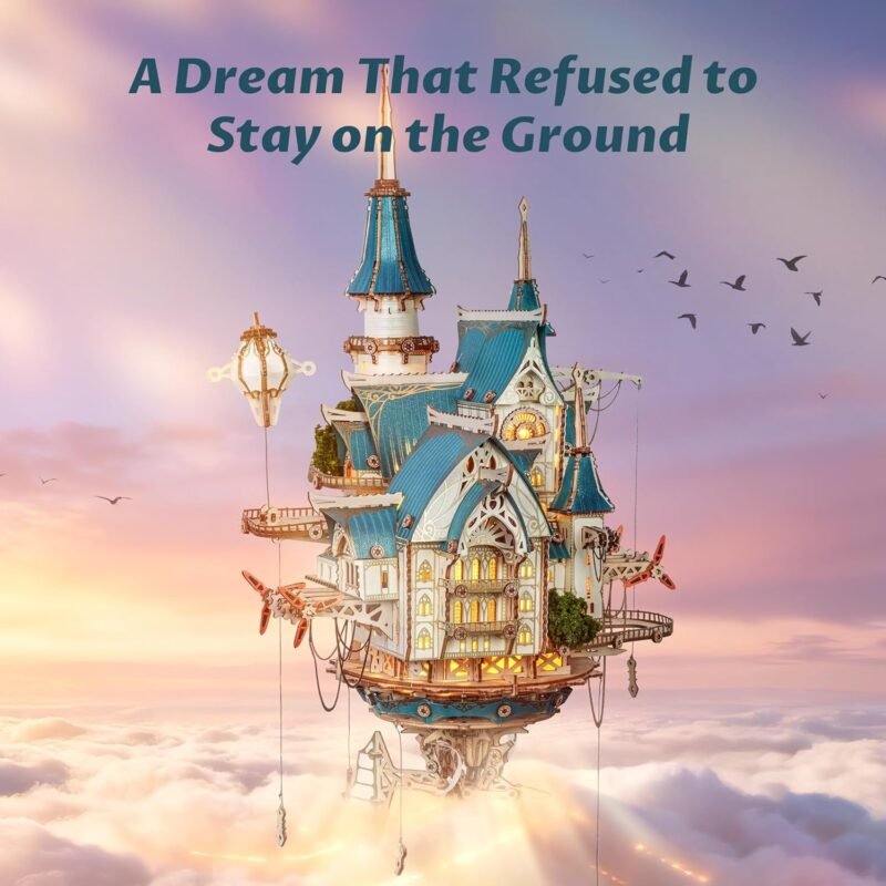 3D Wooden Fantasy Steam Castle Puzzle Kit – DIY Steampunk Castle Model for Adults & Teens
