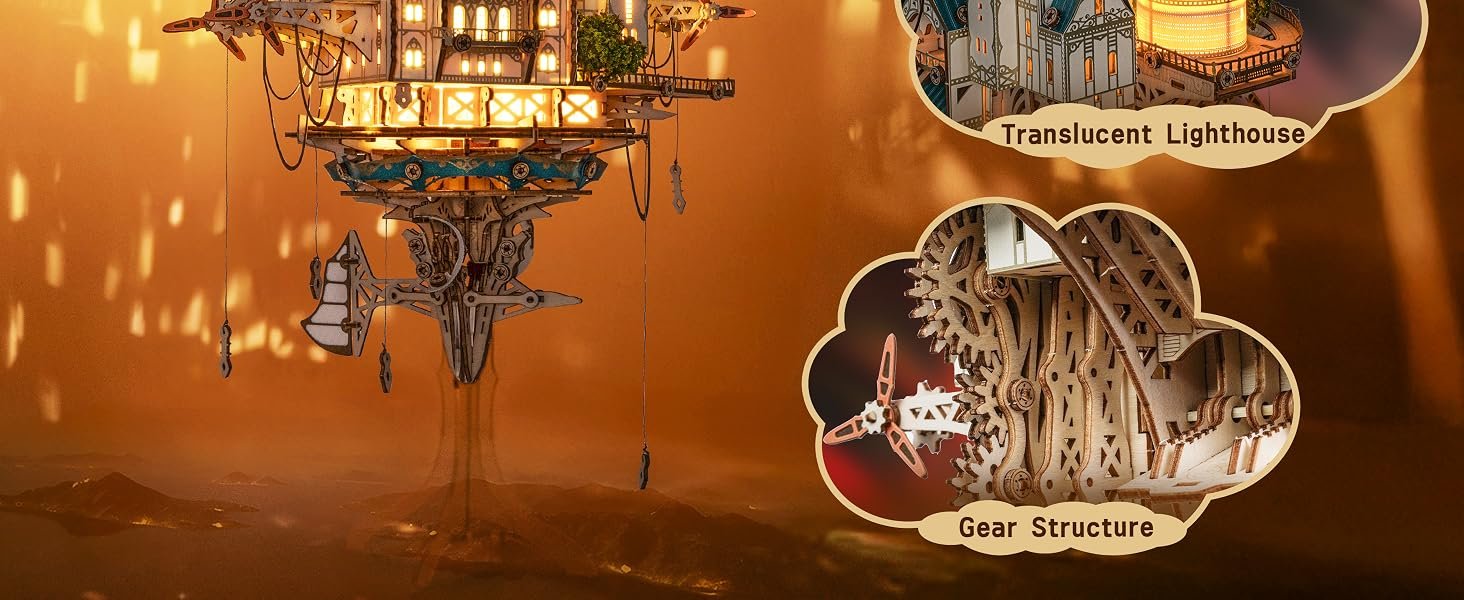 3D Wooden Fantasy Steam Castle Puzzle DIY Model Kit