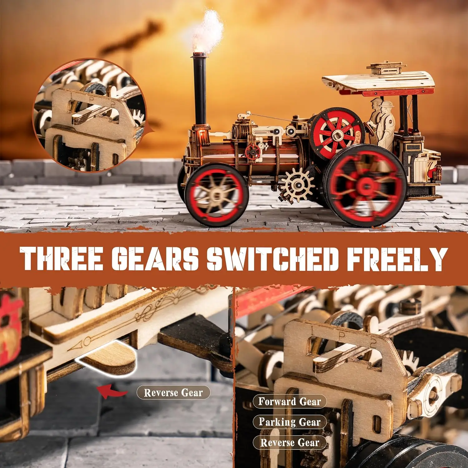 3D Wooden Steam Locomotive Puzzle Kit - Image 3