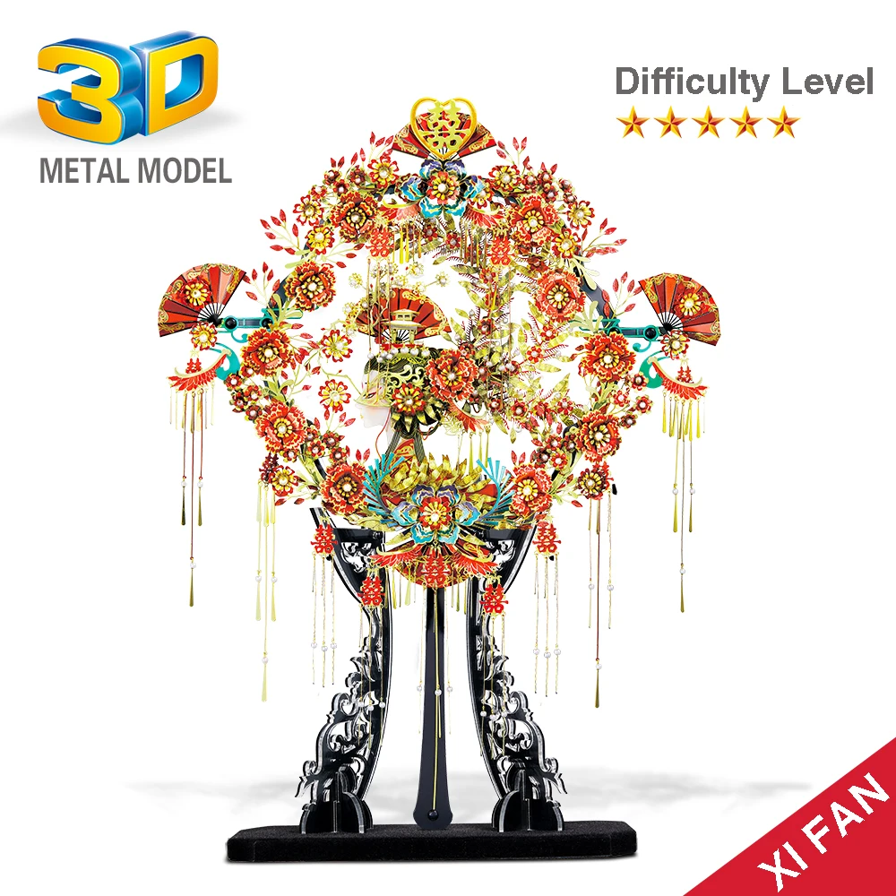 Chinese Wedding Fan 3D Metal Model Kit – 510 Pieces - Image 4