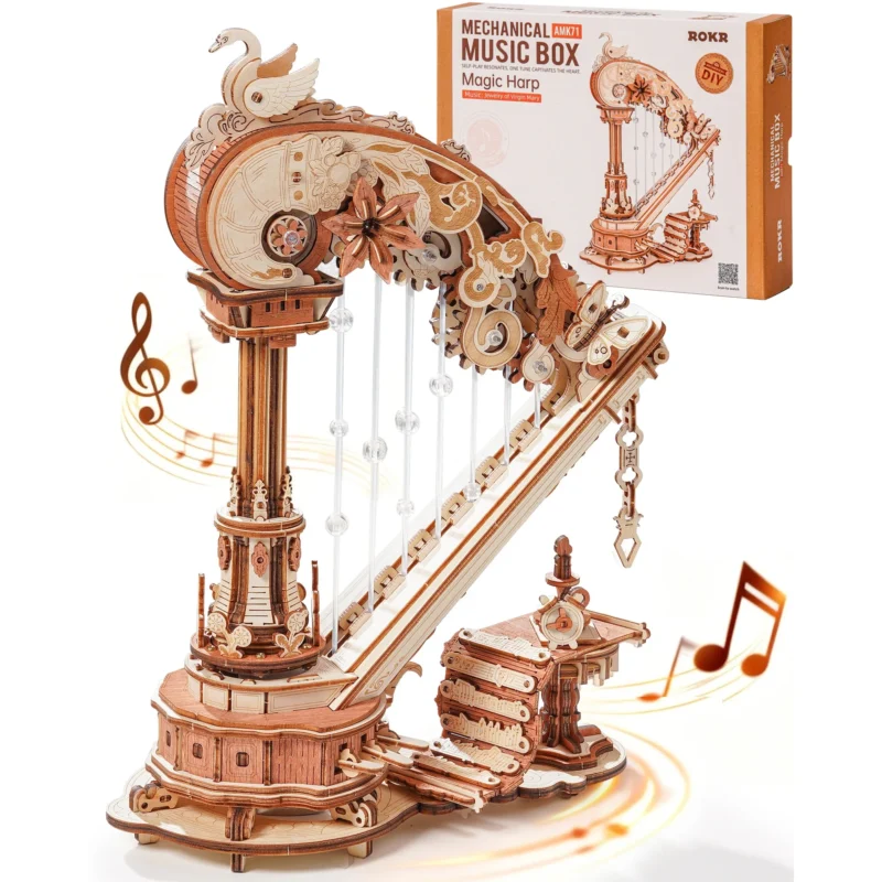 3D Wooden Magic Harp Music Box Puzzle